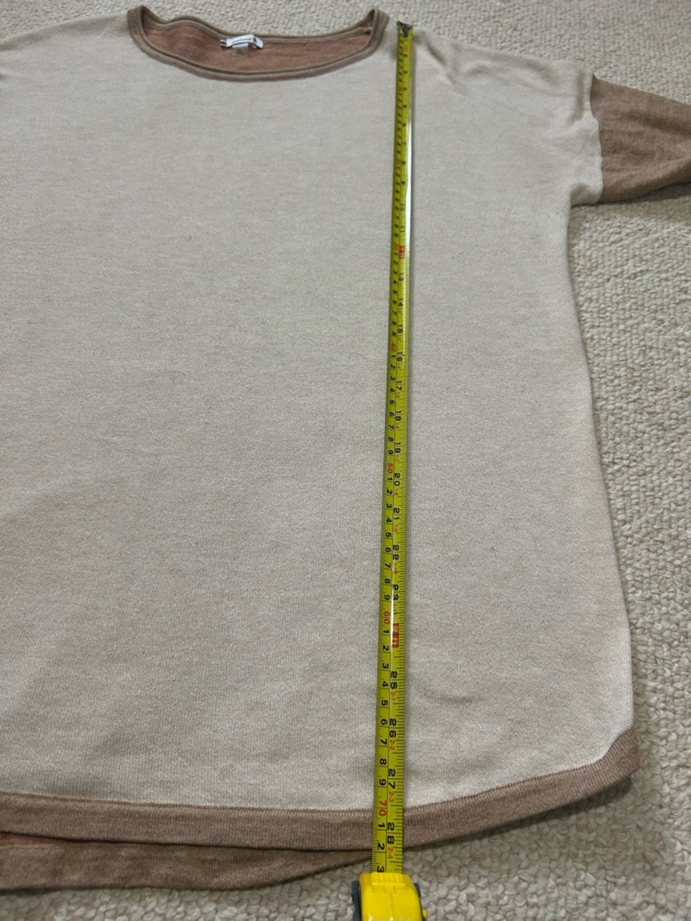 Smartwool shadow pine color block Cream and Tan Crew Neck Sweater X- Large - Picture 9 of 10